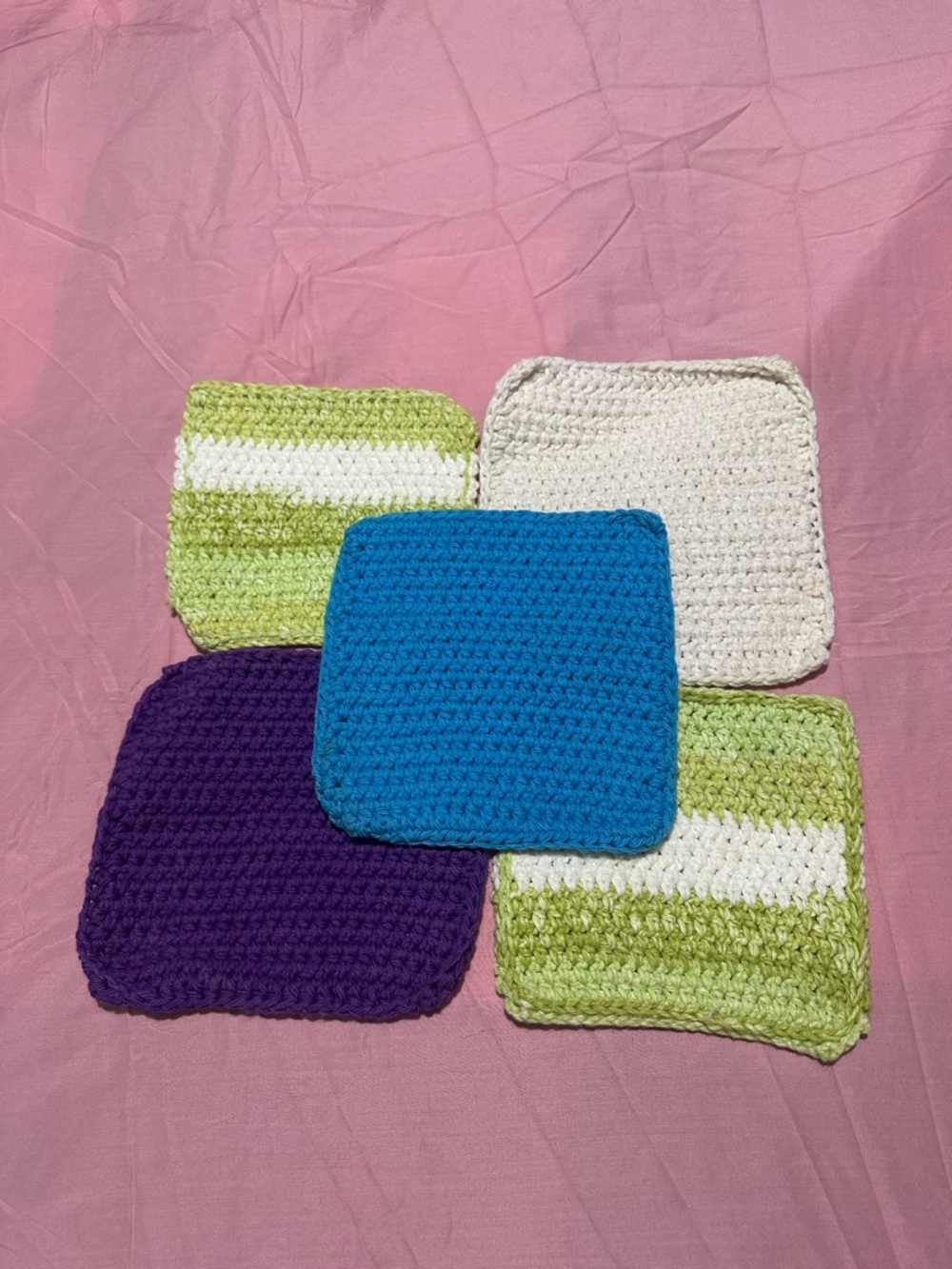 Handmade 100% Cotton Crochet Cotton Dishcloths - Multi Color Set